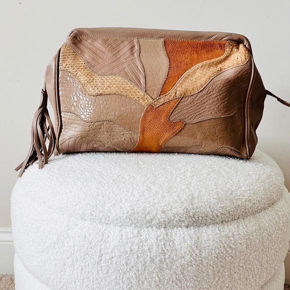 Vintage Genuine Patchwork Textured Leather Clutch By Carla MARCHI - Picture 3 of 6